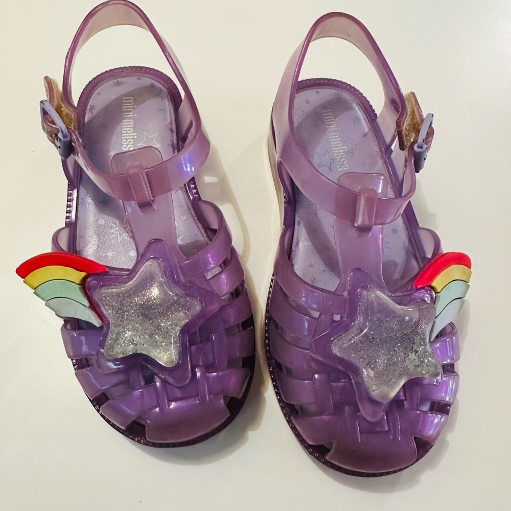 Mini Melissa Purple Kids Sandals with Star rainbow